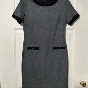 Elegant Gray Dress with Black Accents
